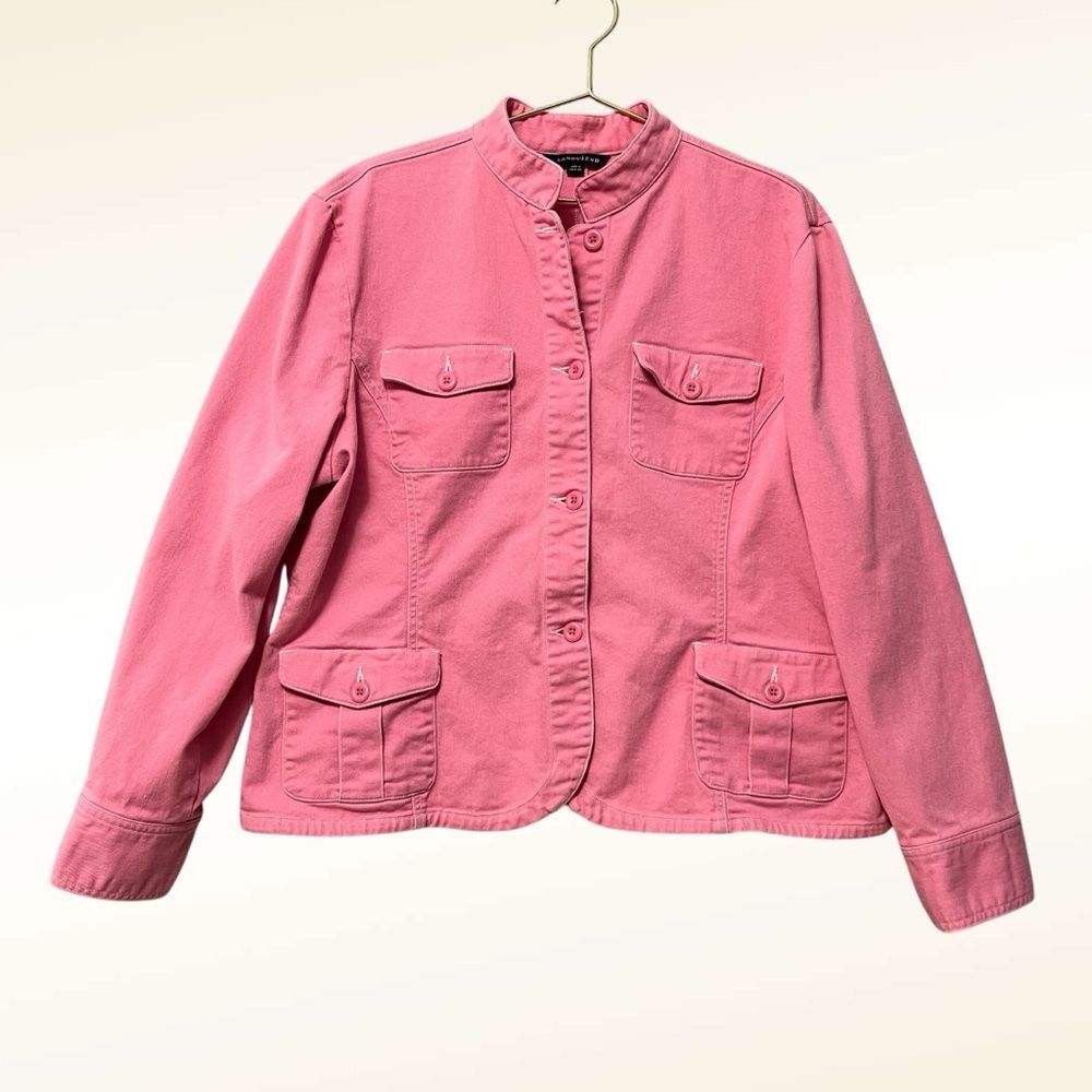 Lands' End Womens Pink Utility Jacket Size XL Barn Coat